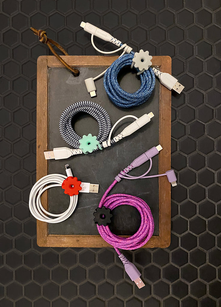 It's A Wrap Cord Wranglers in use on USB cords