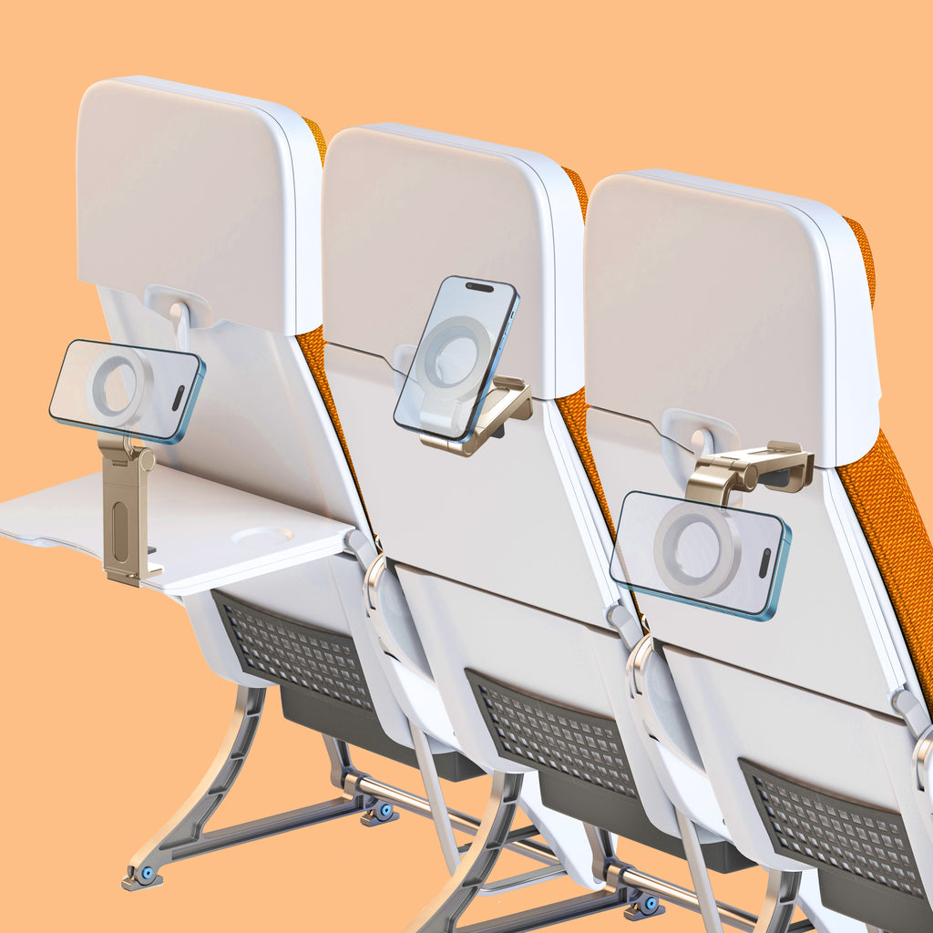 Hold It Right There clips conveniently on tray tables while flying