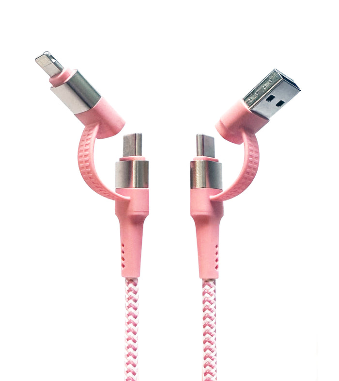 Two Faced 6' Woven Cable : Pink