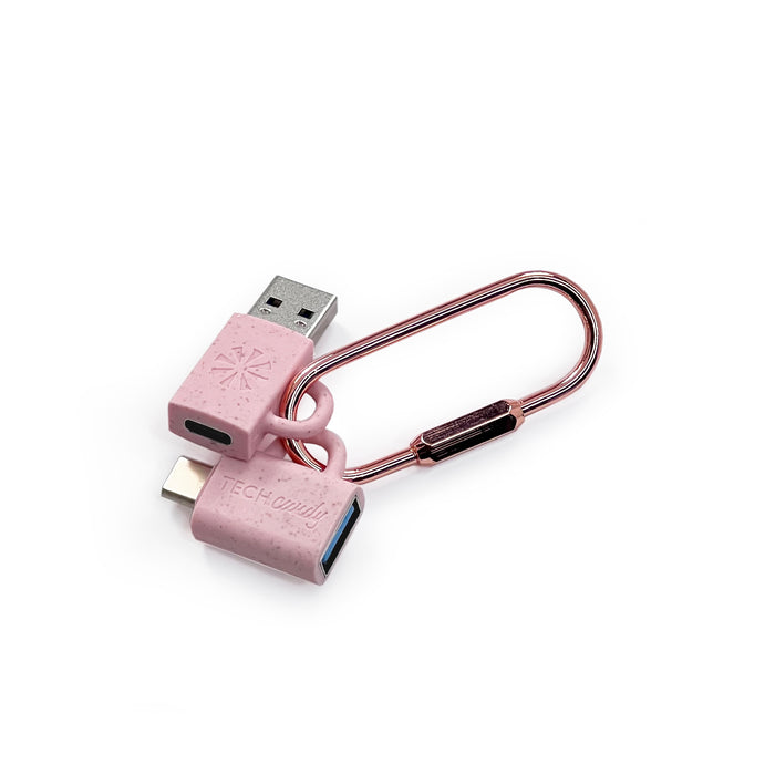 Adapt Dat set of 2 pink adapters on Rose Gold carrying clip