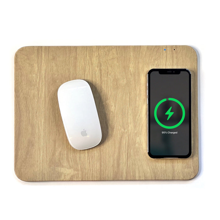 Power Pad Qi Charger Mouse Pad : Natural Wood