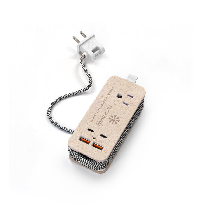 Power Trip Eco Outlet/USB/USB-C Fast-Charging Electronics Charging Station : Natural