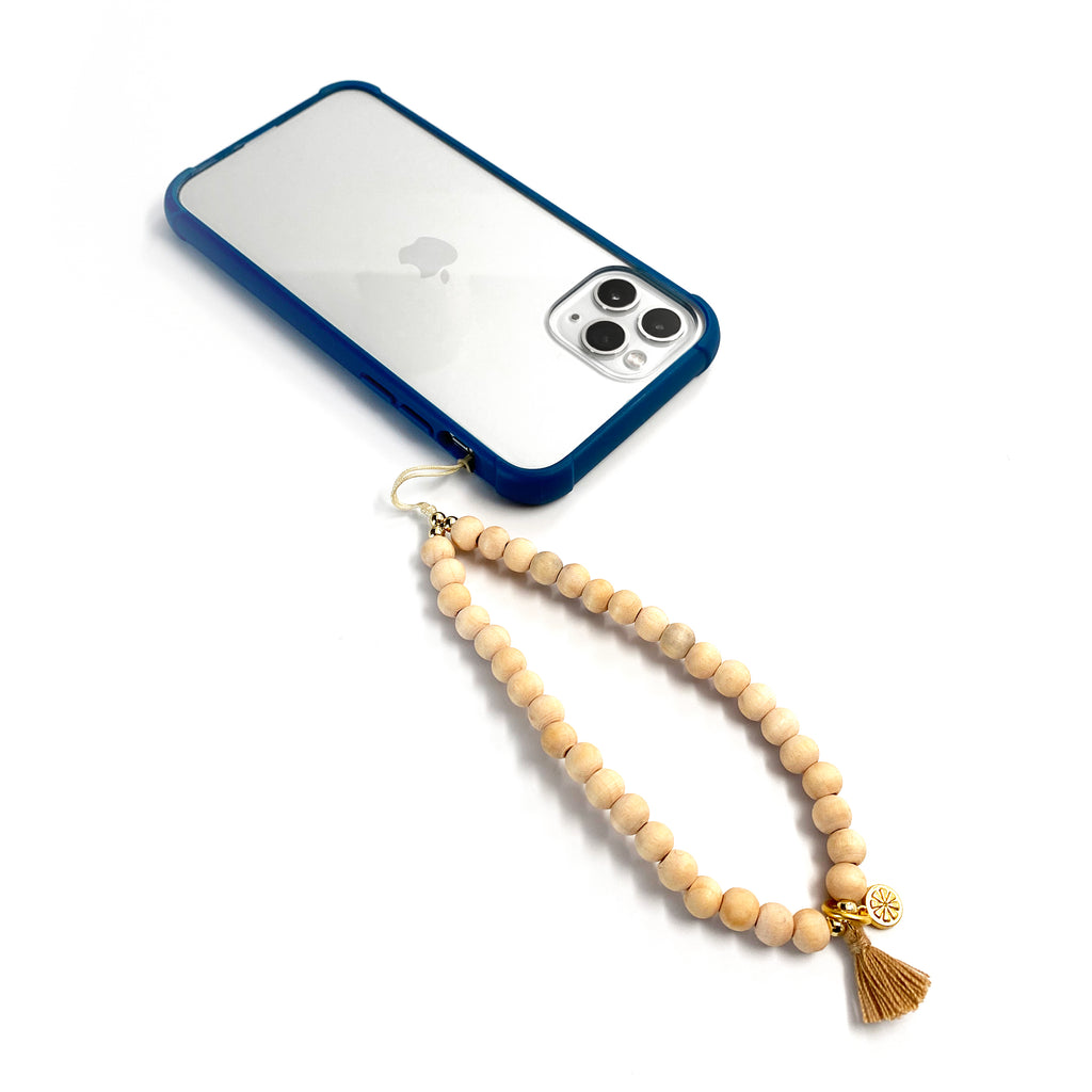 All in the Wrist Phone Wristlet Natural Wood Beads