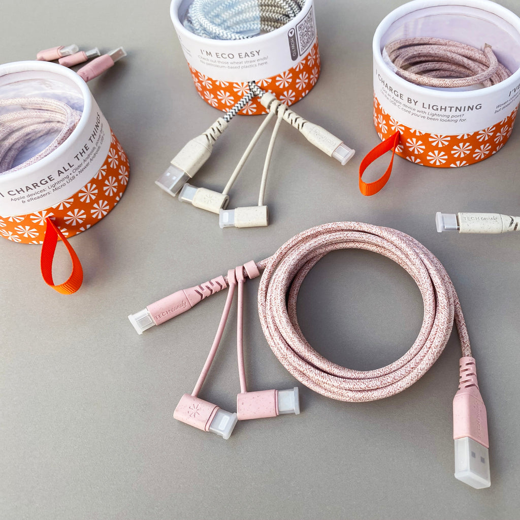 Eco Charge USB Cable (3 Tip MFi) : Rose/Pink