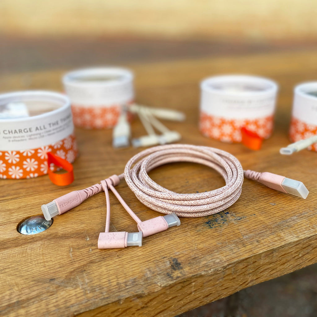 Eco Charge USB Cable (3 Tip MFi) : Rose/Pink