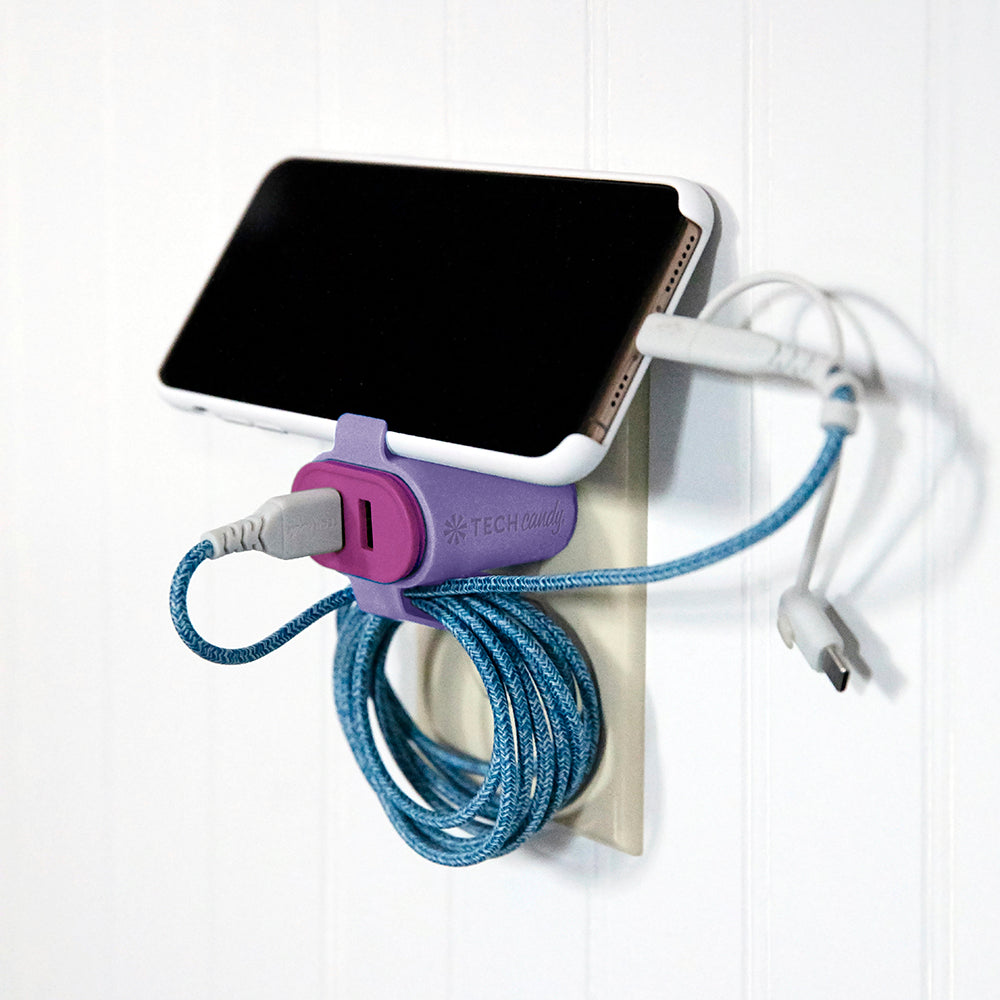 ID Me Customizable USB Power Adapter Set : Lavender/Bright Pink