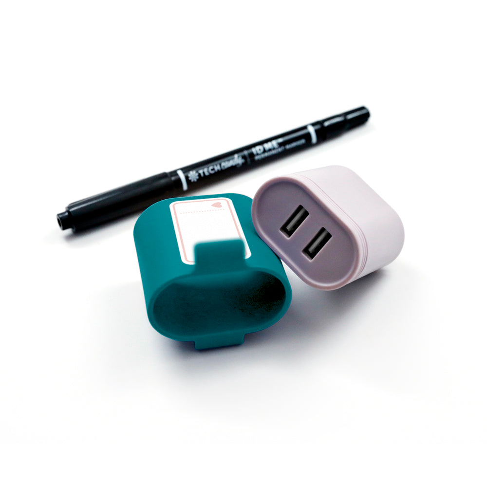 ID Me Customizable USB Power Adapter Set : Lavender/Bright Pink