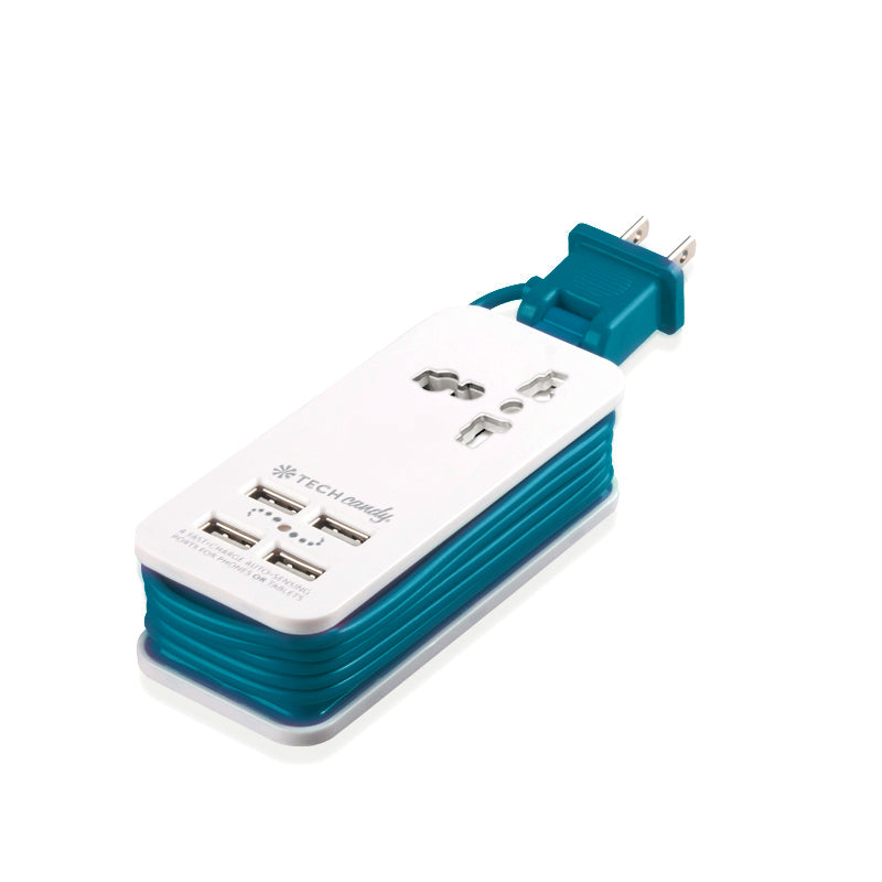 Power Trip Outlet + USB Port Travel Charging Station : Light Mint