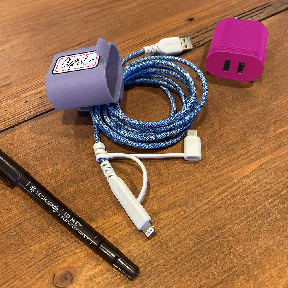 ID Me Customizable USB Power Adapter Set : Lavender/Bright Pink