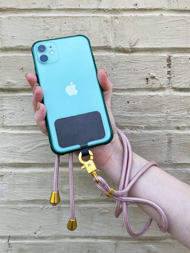 Gold Phone Lanyard Case - Blue Bungalow